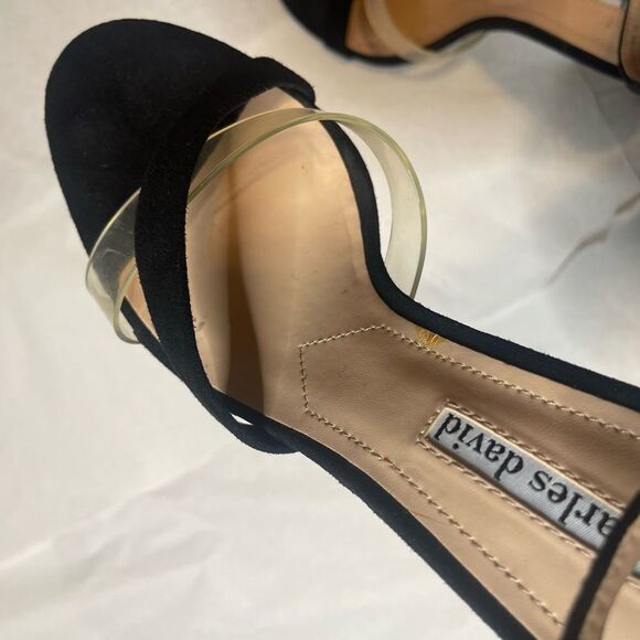 Charles David Strap Heels Black and Clear Size 9 - Picture 9 of 9